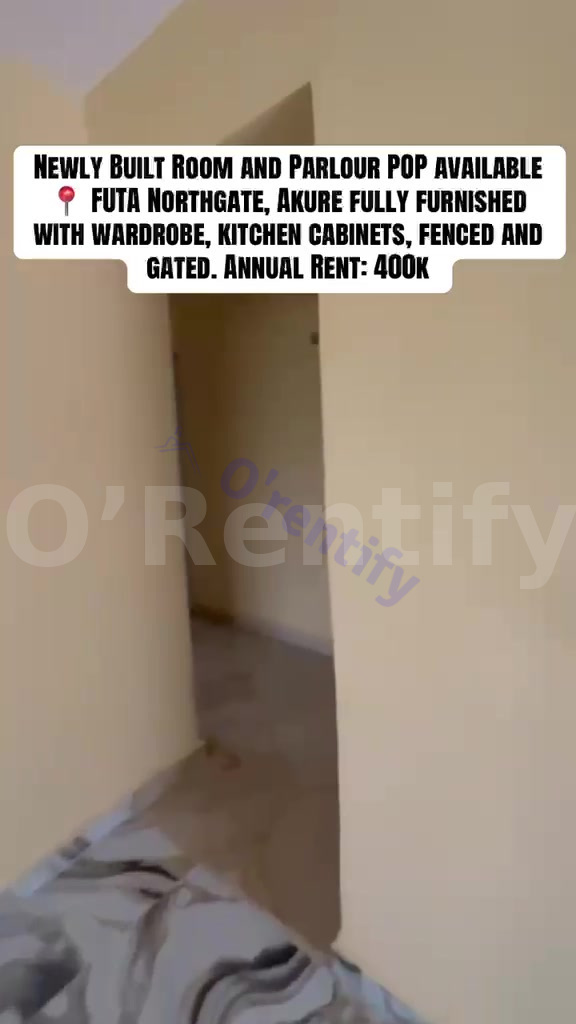Newly Built Room and Parlour POP available 📍 FUTA Northgat480k Facilities water running fence and gate floor compound t photo 4