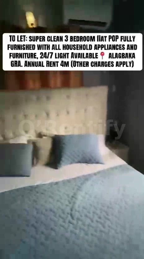TO LET: super clean 3 bedroom flat POP fully furnished with all household appliances and furniture, 24/7 light Available photo 4