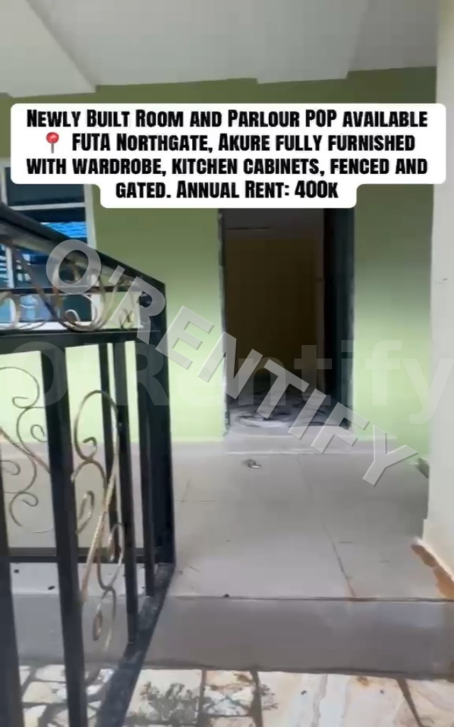 Newly Built Room and Parlour POP available 📍 FUTA Northgat480k Facilities water running fence and gate floor compound t