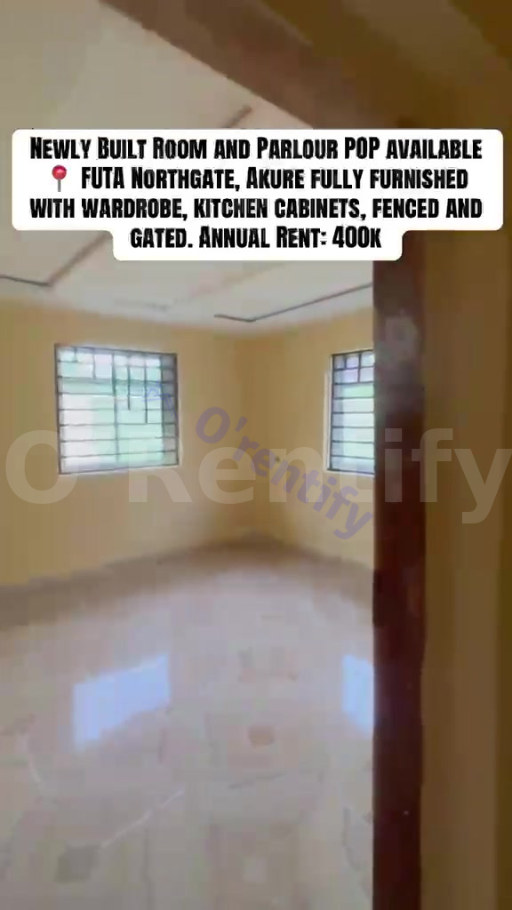 Newly Built Room and Parlour POP available 📍 FUTA Northgat480k Facilities water running fence and gate floor compound t photo 5